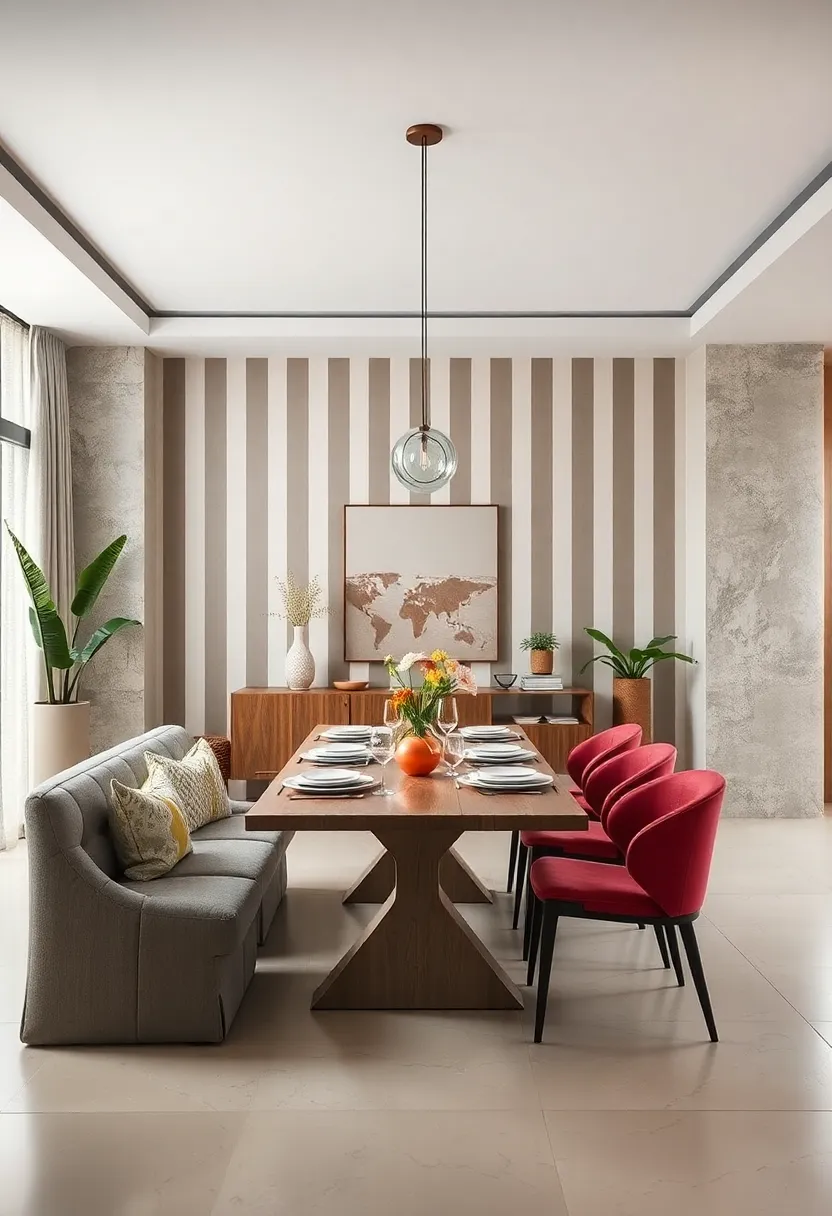 Subtle Stripes: Neutral striped wallpaper adds gentle visual interest without disrupting the room’s ⁢calm ambiance