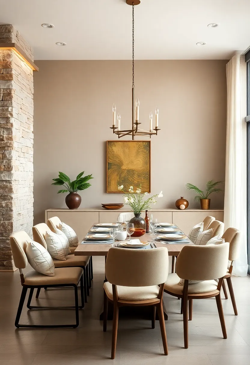 Warm Taupe Harmony: taupe walls combined with cream textiles ‍enhance warmth without overpowering, crafting ​a serene dining experience