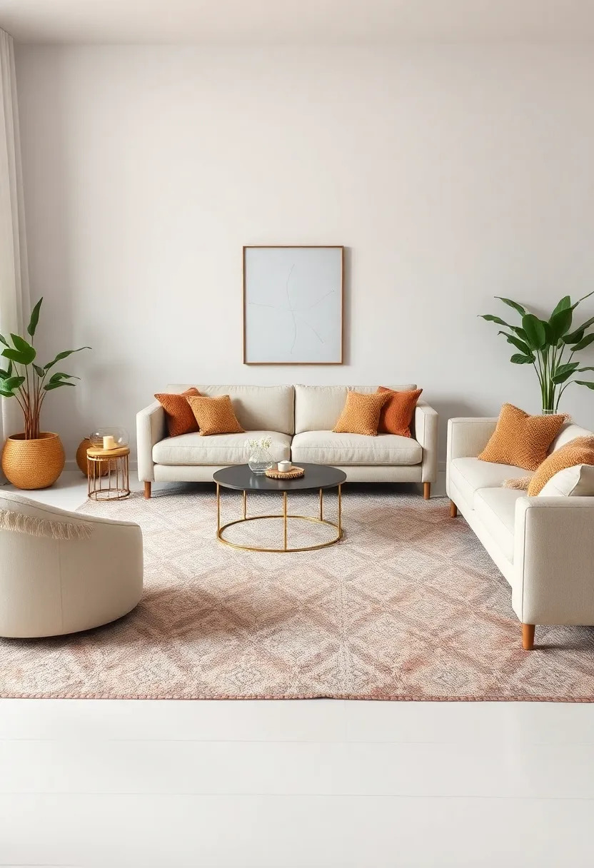 Layered Rugs: Combine different textures and patterns with area rugs to create a warm foundation underfoot, perfect for sinking in during chilly evenings