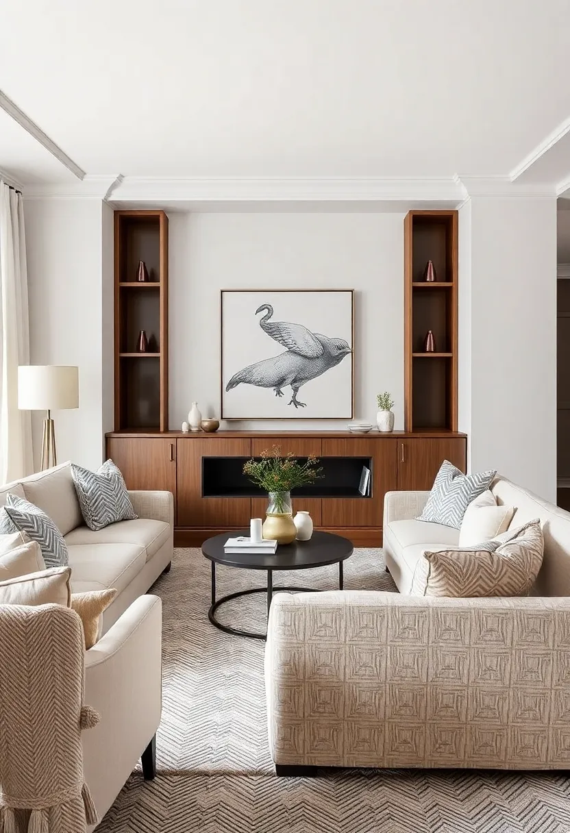 Subtle Patterns: Introduce understated patterns like herringbone or subtle stripes in your upholstery to keep the aesthetic interesting without overwhelming the senses