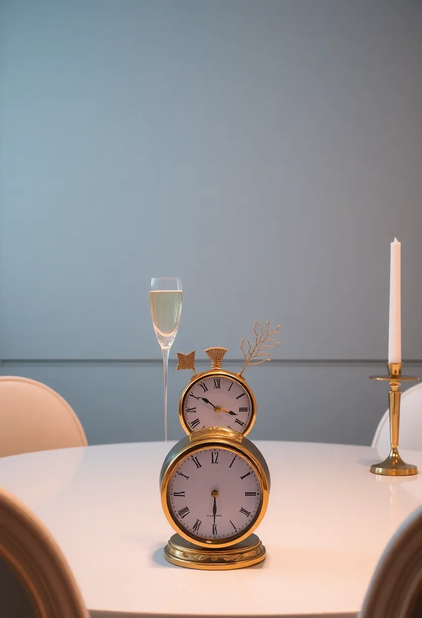 Themed Decor: Enhance the New Year’s Eve vibe with thematic decor,such as champagne flutes or a clock centerpiece,to count down the moments