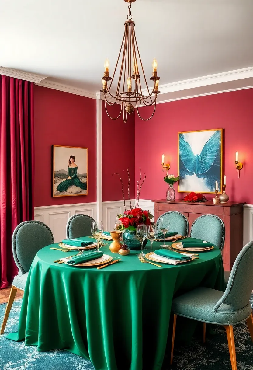 Bold Color Palettes: Embrace rich tones like emerald green,royal blue,or deep burgundy for table linens and decor to create a dramatic and festive atmosphere