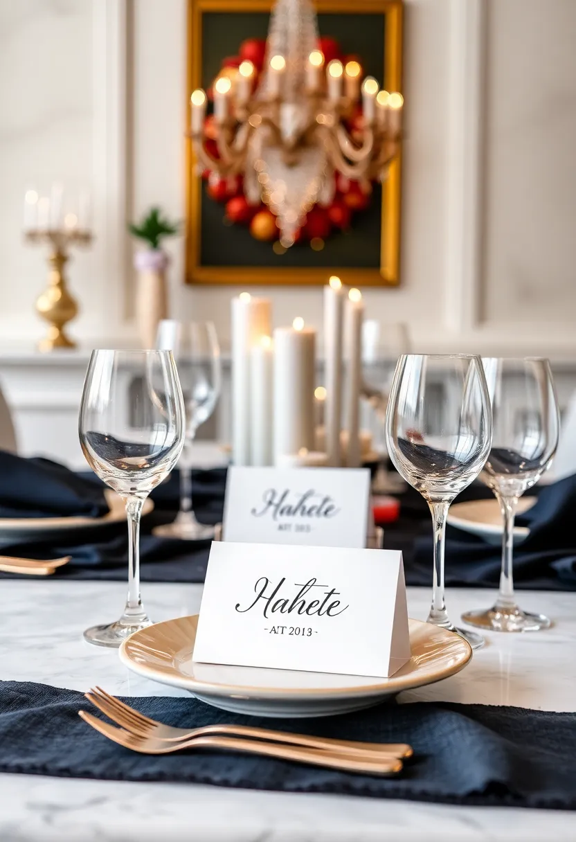 Metallic Accents: Incorporate gold, silver, or rose gold elements through your tableware or decor pieces to add a touch of glitz and glam