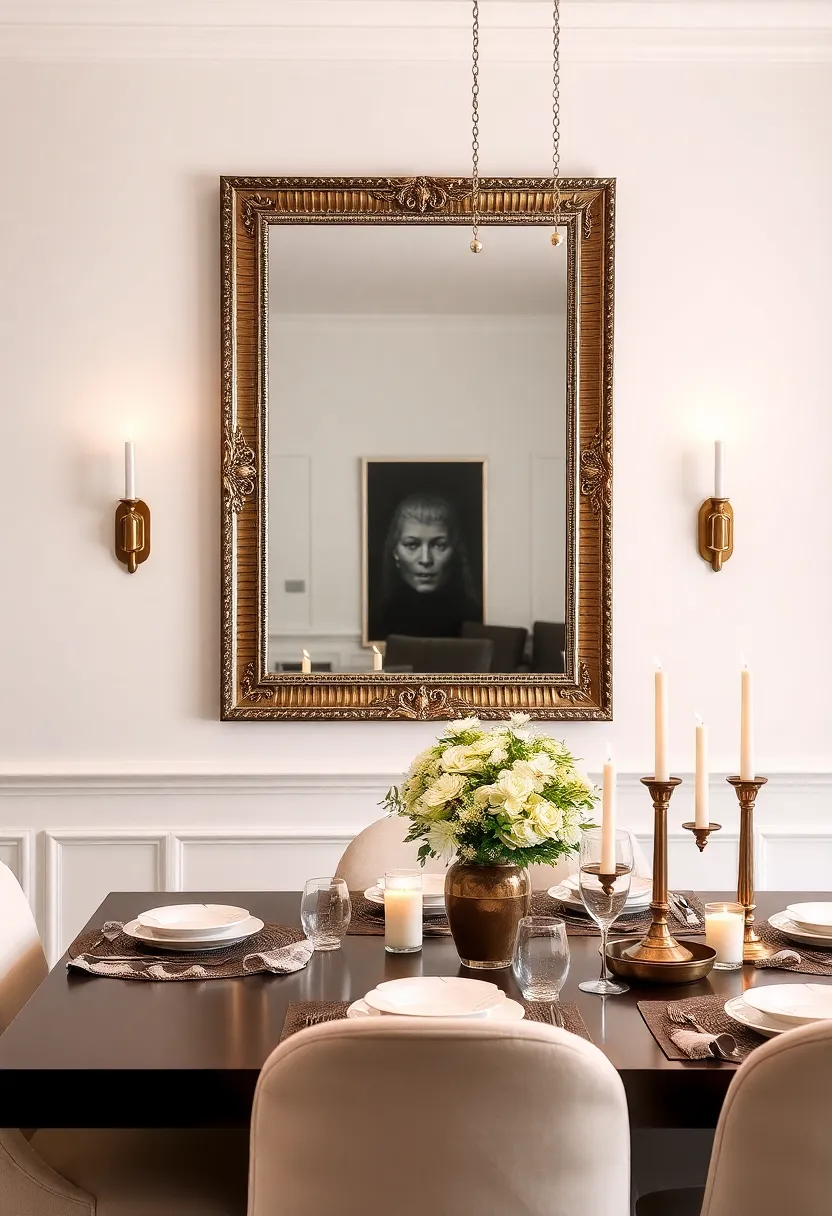 Decorative Mirrors: Strategically place mirrors to create an illusion of space and amplify candlelight, making your dining room sparkle even brighter