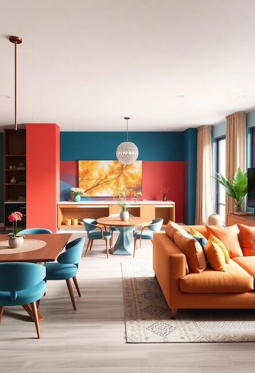 Bold Color Accents: ⁢Explore the ‌impact of vibrant accent walls and colorful décor pieces that energize your open ⁤concept area, making it both lively and harmonious