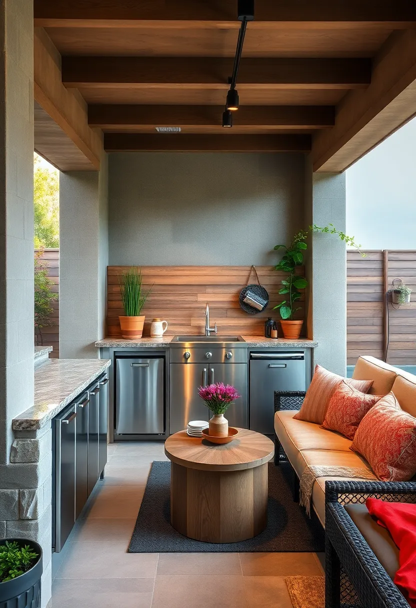 Built-In Trash and Recycling Bins: Incorporate hidden waste stations to keep the area tidy without bulky bins