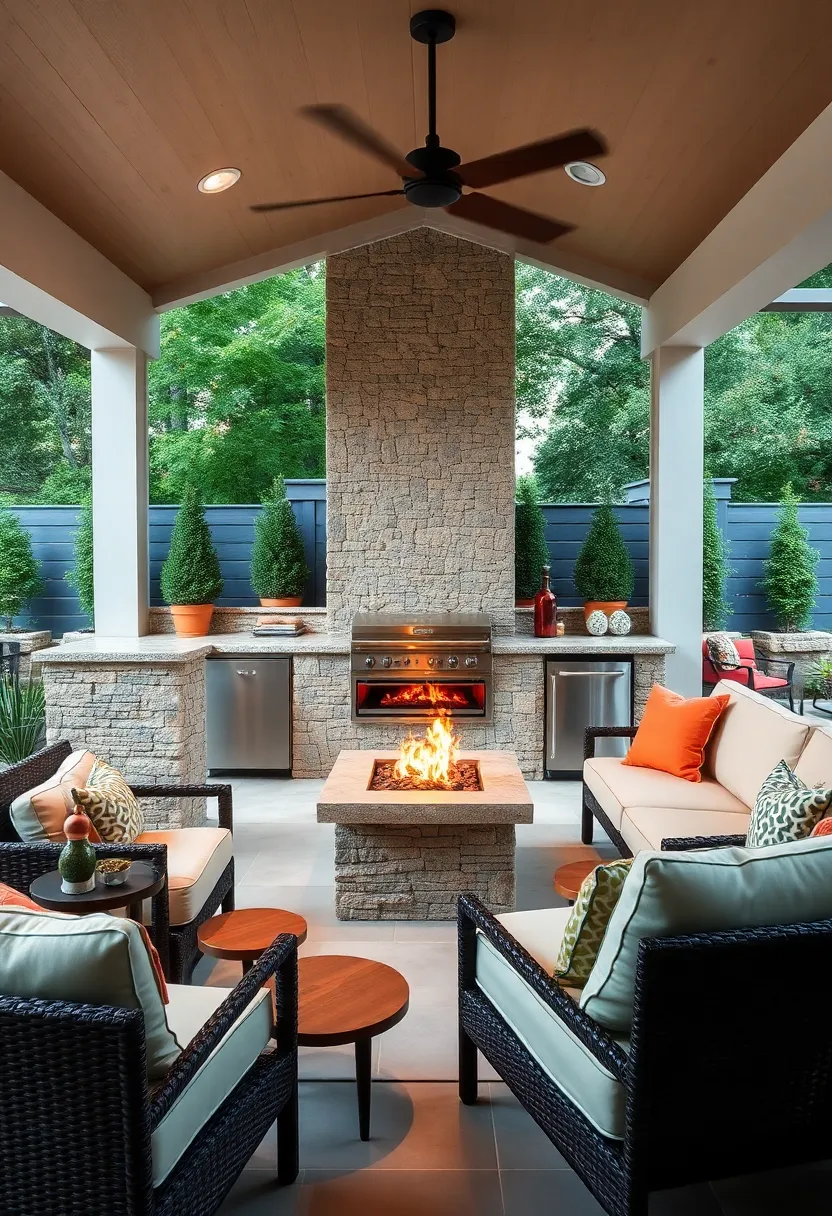 Creative Use of Corner Fireplaces: incorporate compact corner fire pits or grills that add both function and a focal point in small spaces
