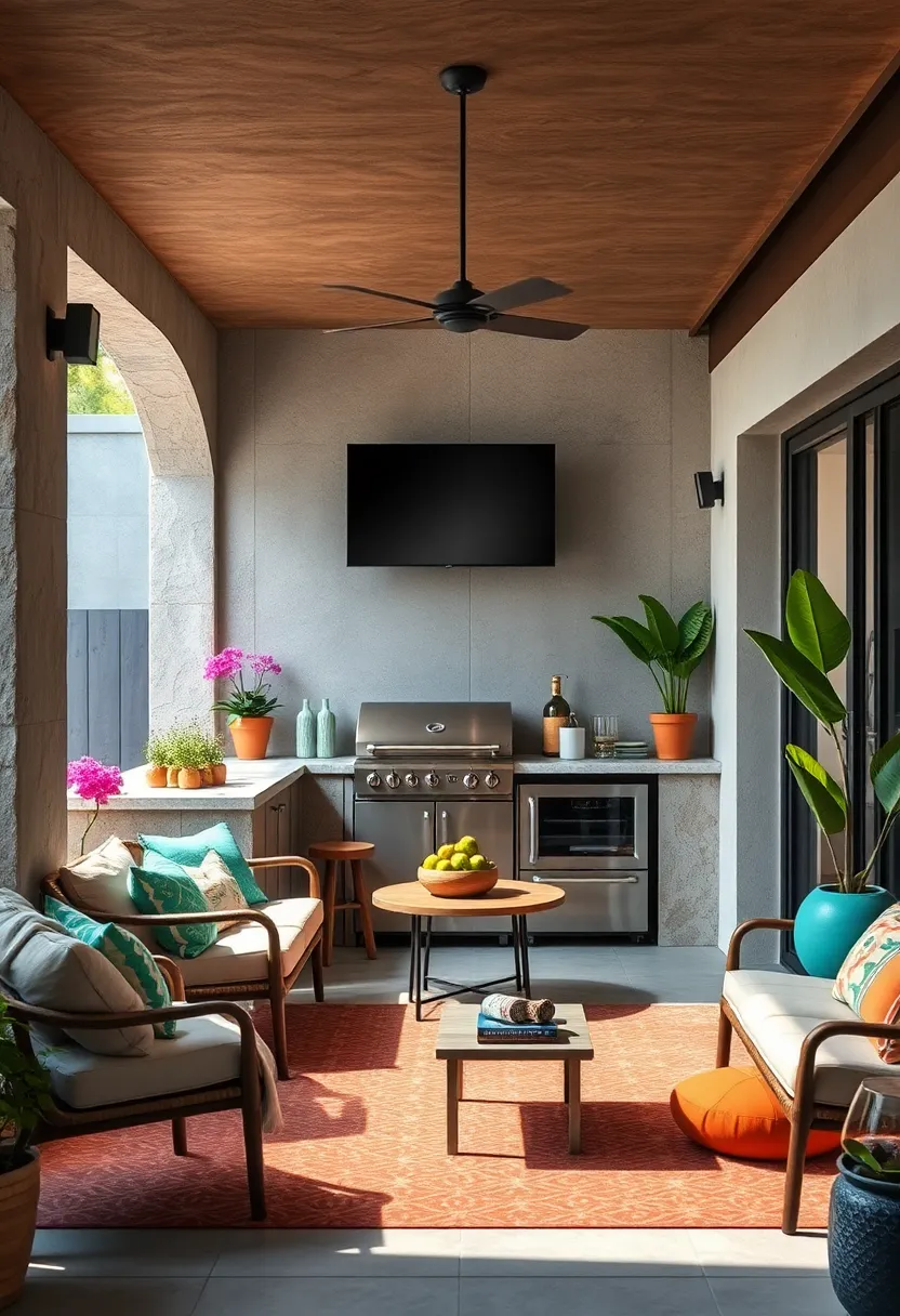 Smart Appliance Integration: Utilize compact smart grills and fridges that offer convenience with a minimal footprint