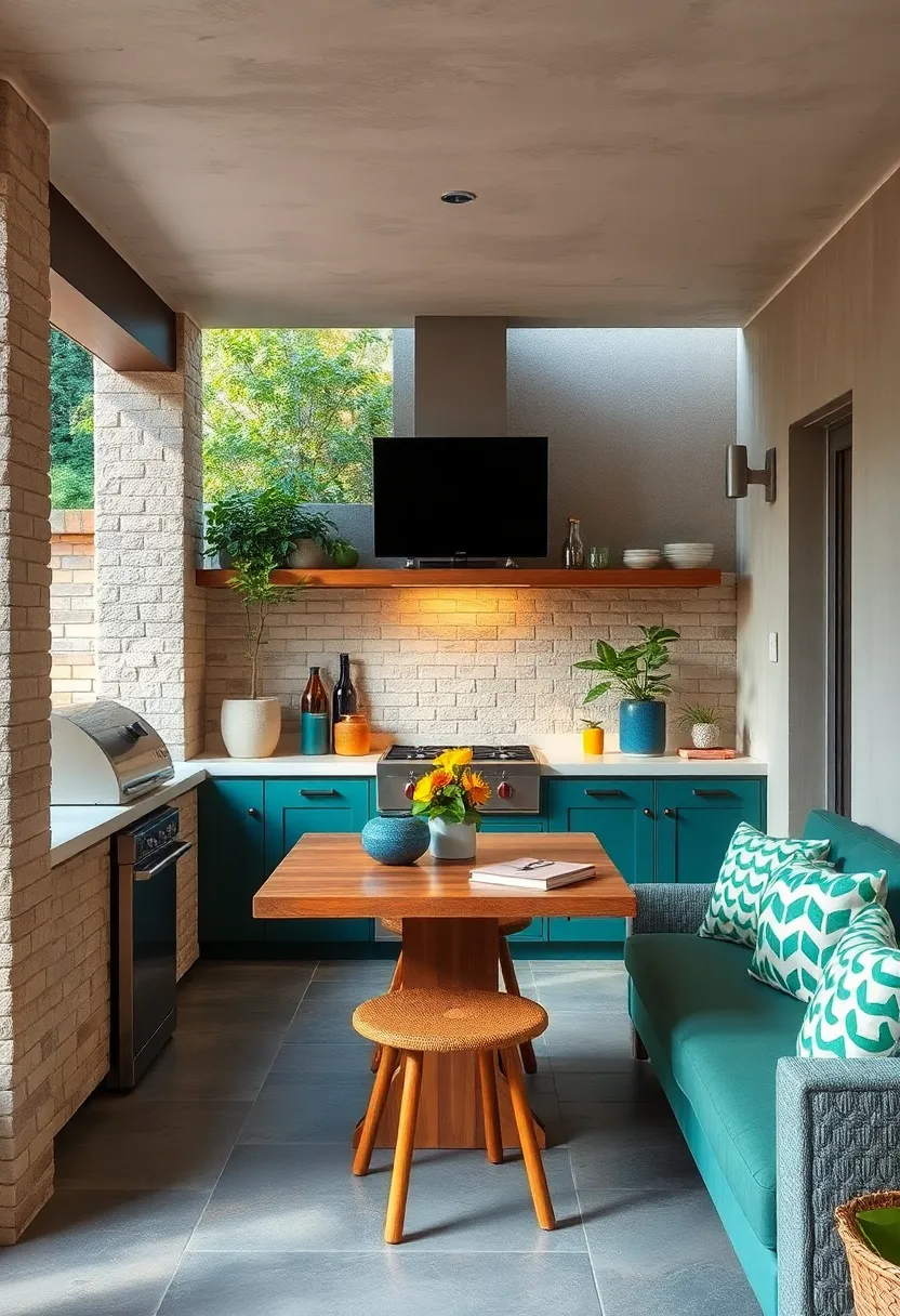 Use Durable, Weather-Resistant Materials: Opt for compact but sturdy surfaces that withstand outdoor elements and require low maintenance