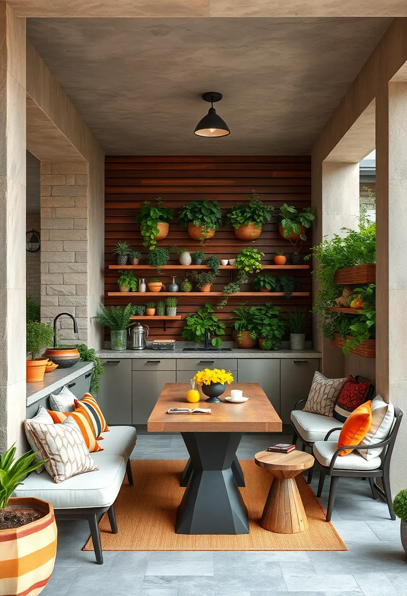 Utilize Vertical Gardens: Incorporate herb walls or planter boxes to save space and add fresh produce for cooking