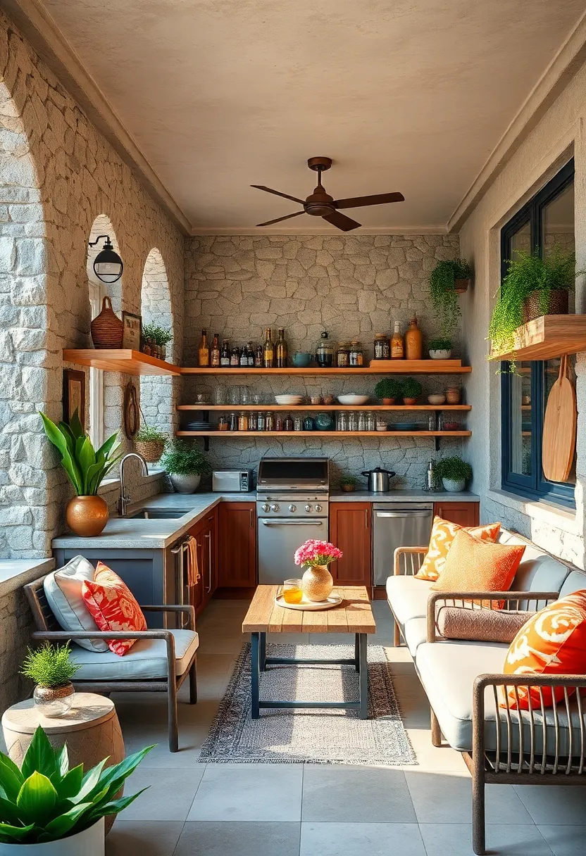 Vertical Storage Solutions: Use hanging racks, shelves, and pegboards to keep utensils and spices organized without sacrificing countertop space