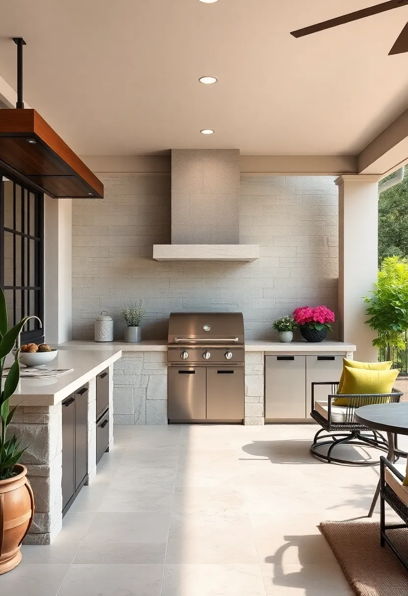 Limestone Built-in Grill Station: Craft a sturdy grill station with soft-toned limestone, combining functionality with timeless elegance
