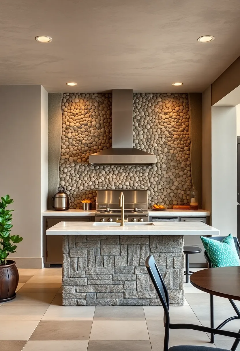 Pebble Mosaic Backsplash: Incorporate a mosaic of pebbles behind your sink or ⁣grill to add artistic detail and⁣ tactile contrast