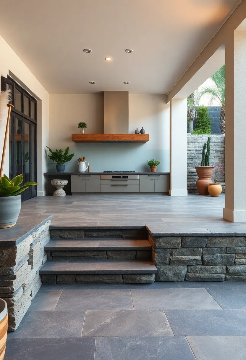 Slate Tile Steps and Counter⁣ Edges: Use slim slate tiles to outline steps and counters for a sharp⁢ and clean ⁢finish