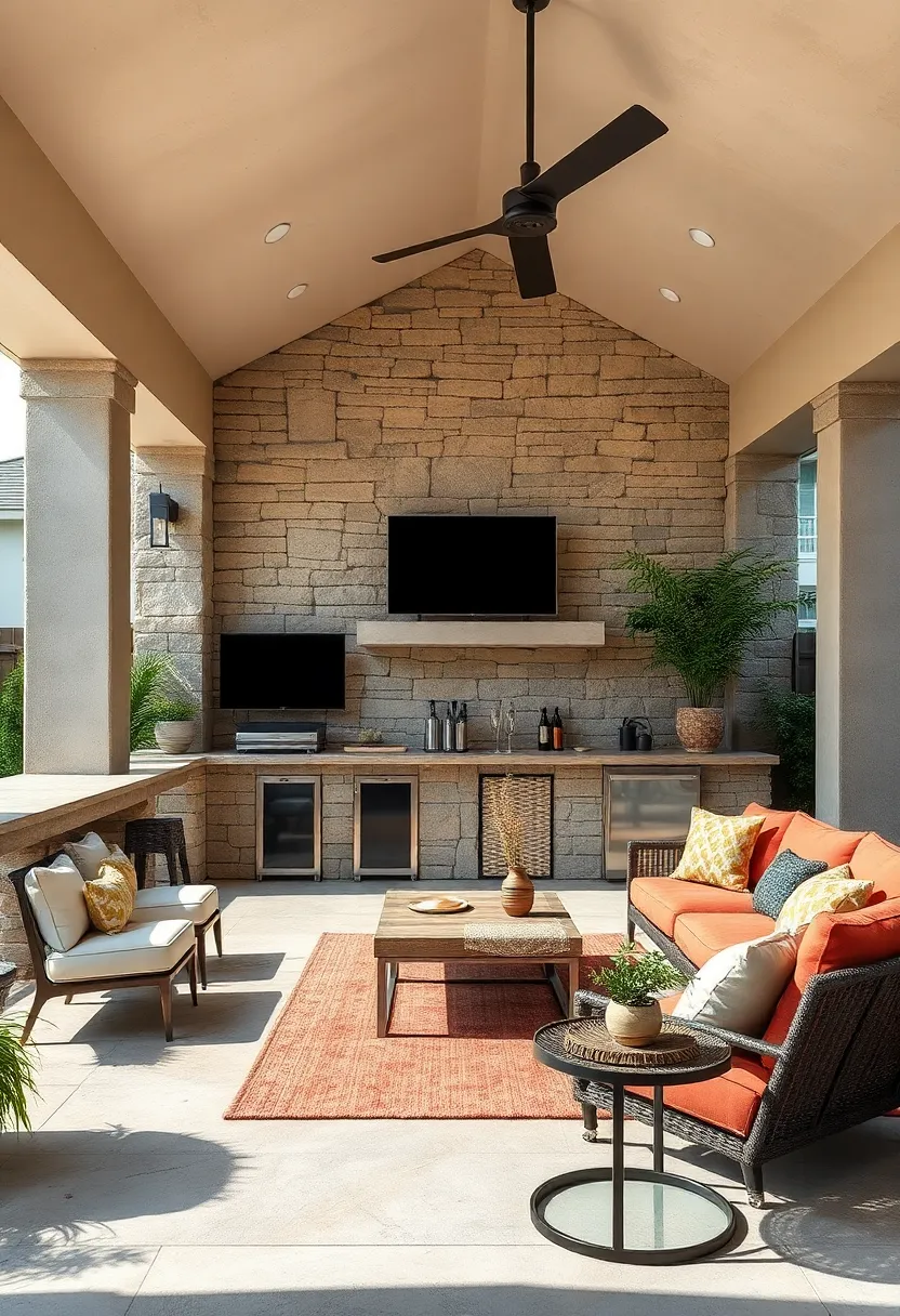 Stacked Stone Bar ⁤Wall: Design a social⁢ bar area using stacked stone for texture and depth, inviting guests⁣ to gather around