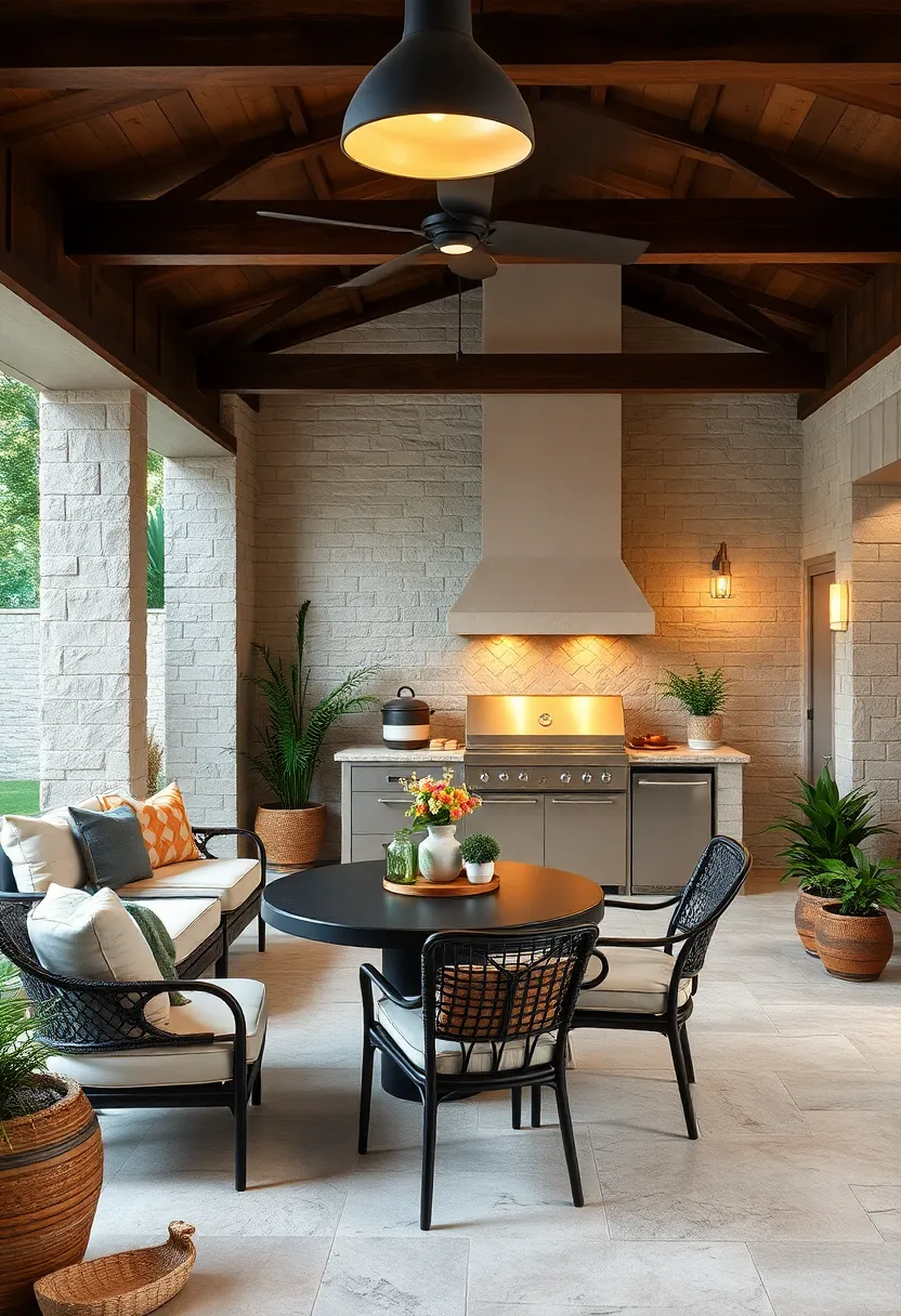 Tumbled Travertine⁢ Surrounds: Soften your outdoor kitchen with tumbled travertine ‌that adds a ⁤warm Mediterranean vibe