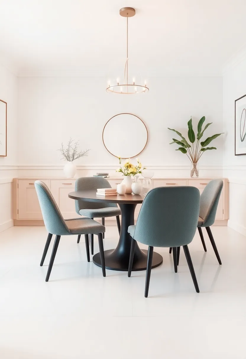 cohesive Decor: Blending Pastel Elements for a Harmonious dining Room Look
