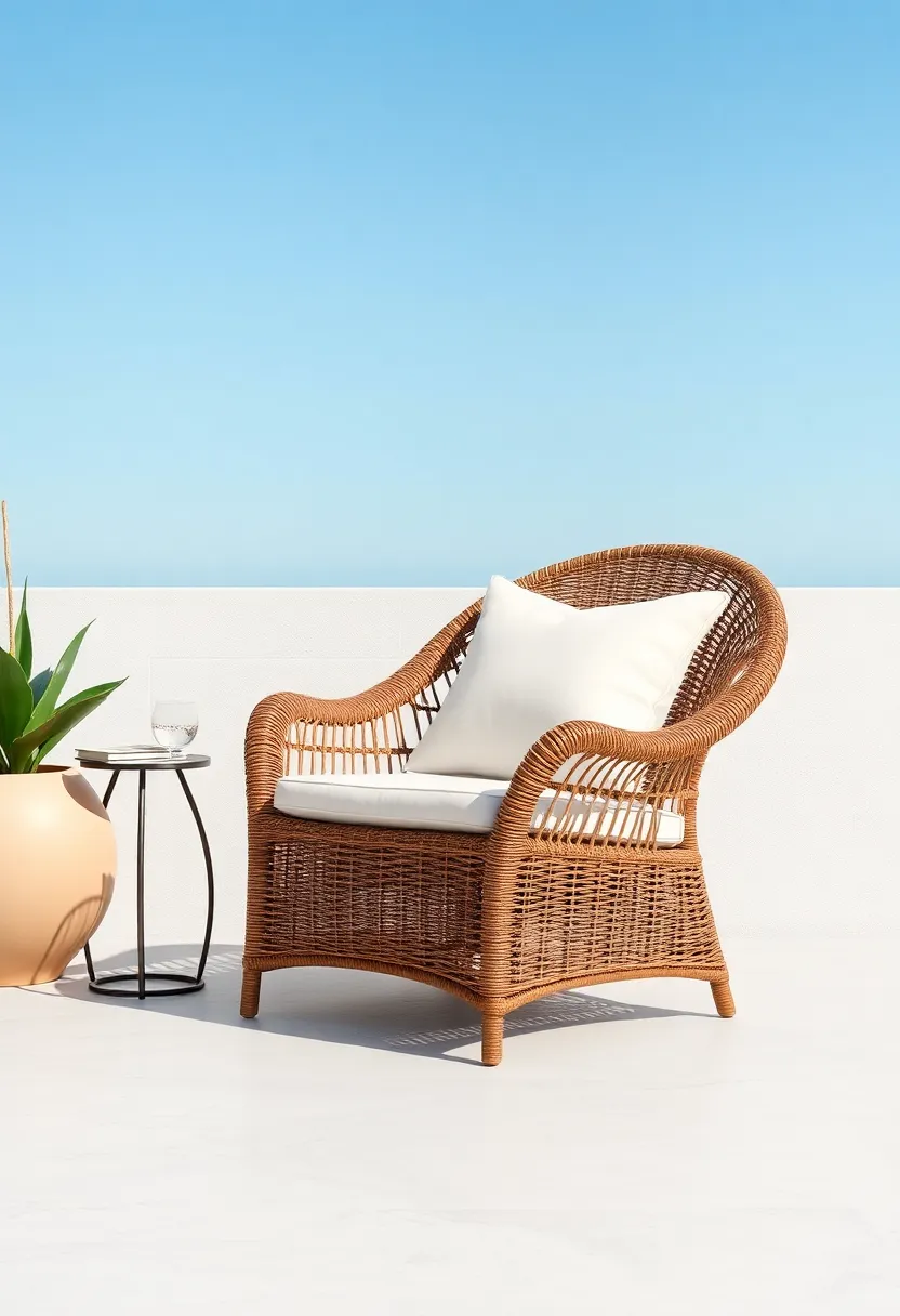 Chic Wicker Lounge Chair: A perfect ⁢blend of comfort and style,‍ this lounge chair​ invites​ you to‌ unwind with a good book or a cool drink