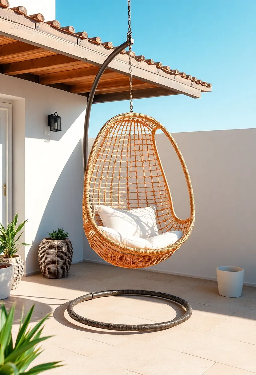 Chic ⁢wicker ⁢Hanging Chair:‌ Make⁢ a statement ‌with⁣ a ​chic hanging ‌chair that ⁤provides‍ a unique ⁣seating option for relaxed soaking up the sun