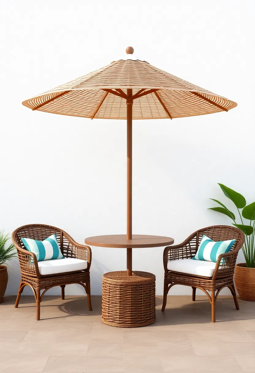 Elegant Wicker Umbrella Stand: Complement⁣ your outdoor decor with an elegant‍ wicker umbrella stand that adds⁤ style and stability⁤ to your‍ shade solutions