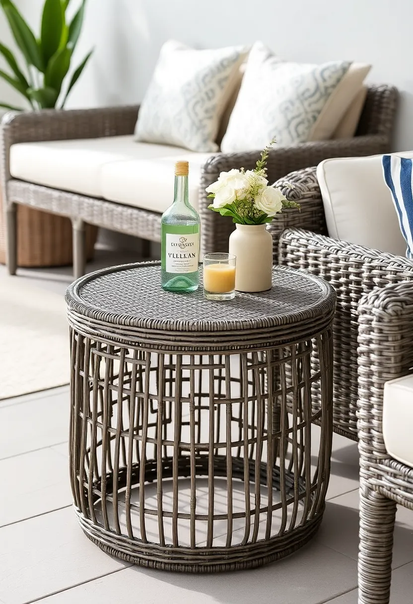 Sophisticated Wicker End ⁤Tables:⁤ Pair⁢ your seating with sophisticated wicker end⁤ tables, offering a chic spot for your favorite ⁣drinks ⁣or decor