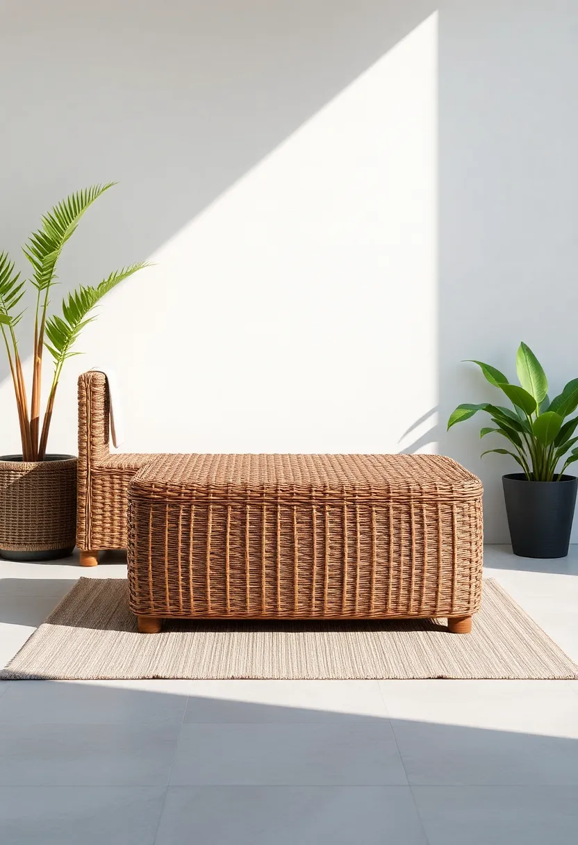 Stylish Wicker Ottoman: Enhance your seating area with a multifunctional wicker ottoman that serves ⁣as both a ​footrest and extra seating