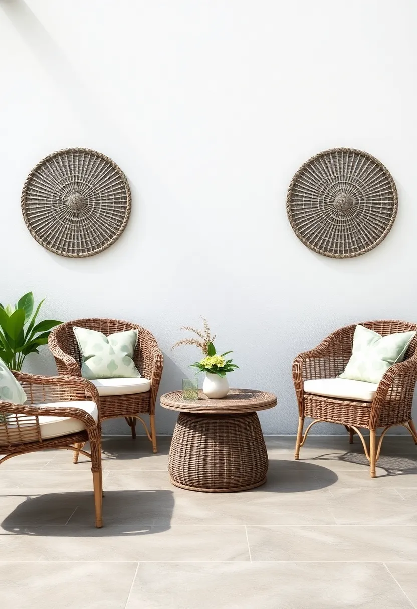 Stylish⁤ Wicker Textured Wall ⁢Art: Enhance ⁣the walls of your patio space with stylish wicker textured wall art that adds depth and character