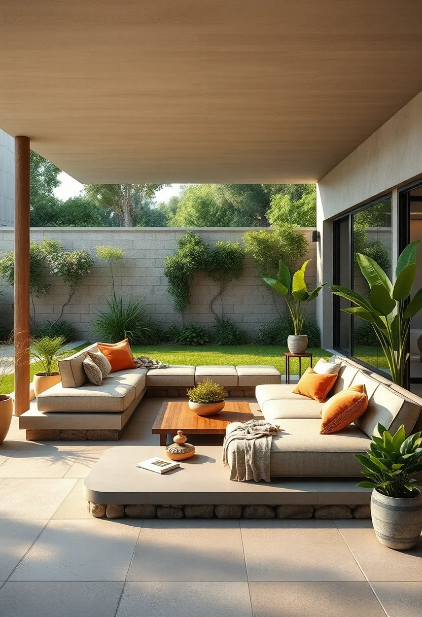 Zen Inspired Outdoor Seating Areas With Low Platforms,Natural Fibers,and Serene Garden Views