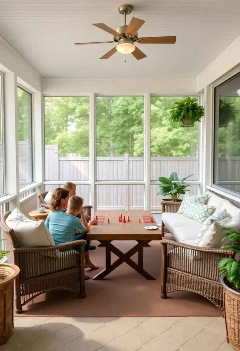 Family ⁣Game Night: Design a playful space with ⁣comfortable seating and board games for family fun,⁤ fostering connections under the protection⁤ of‌ screens