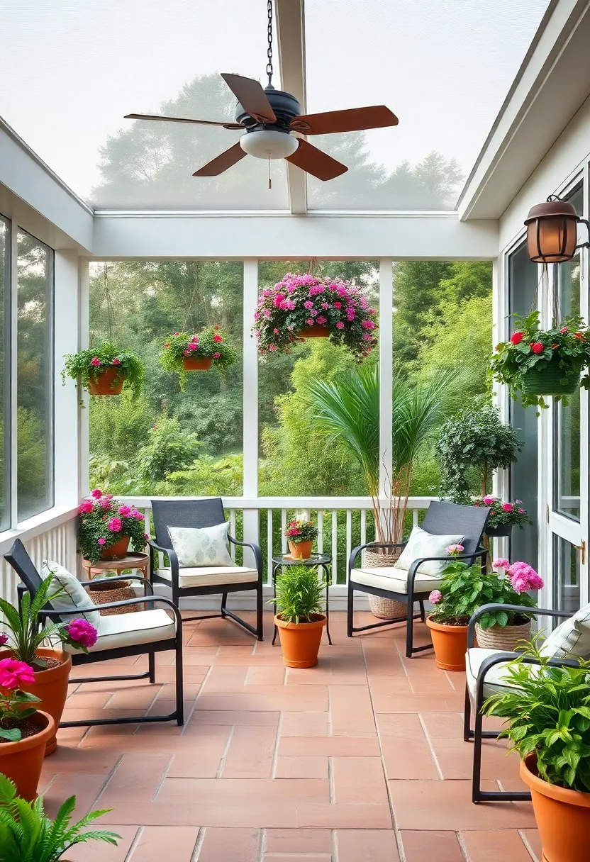 Garden Gallery: Showcase your favorite⁣ potted plants and hanging flower⁢ baskets as living art, turning your ⁣screened porch into a vibrant garden gallery