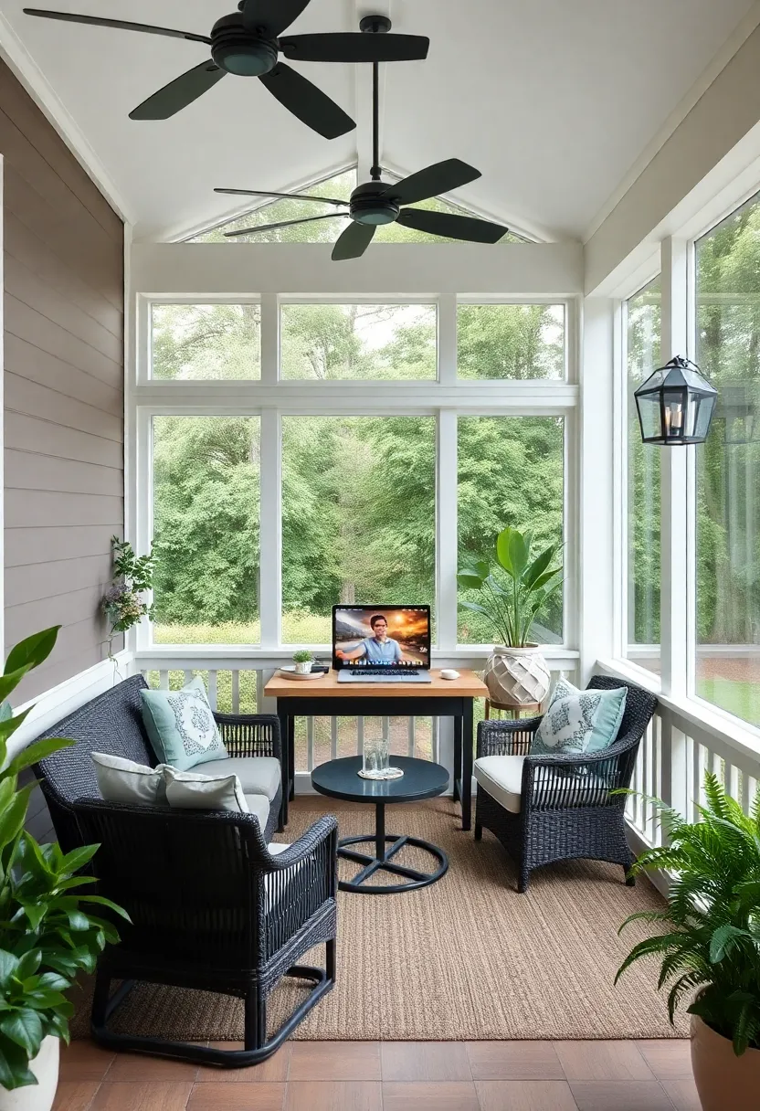 Outdoor ‍Workspace: Transform a corner of your screened porch into a quaint outdoor office, merging ⁣nature with productivity​ in an inspiring setting