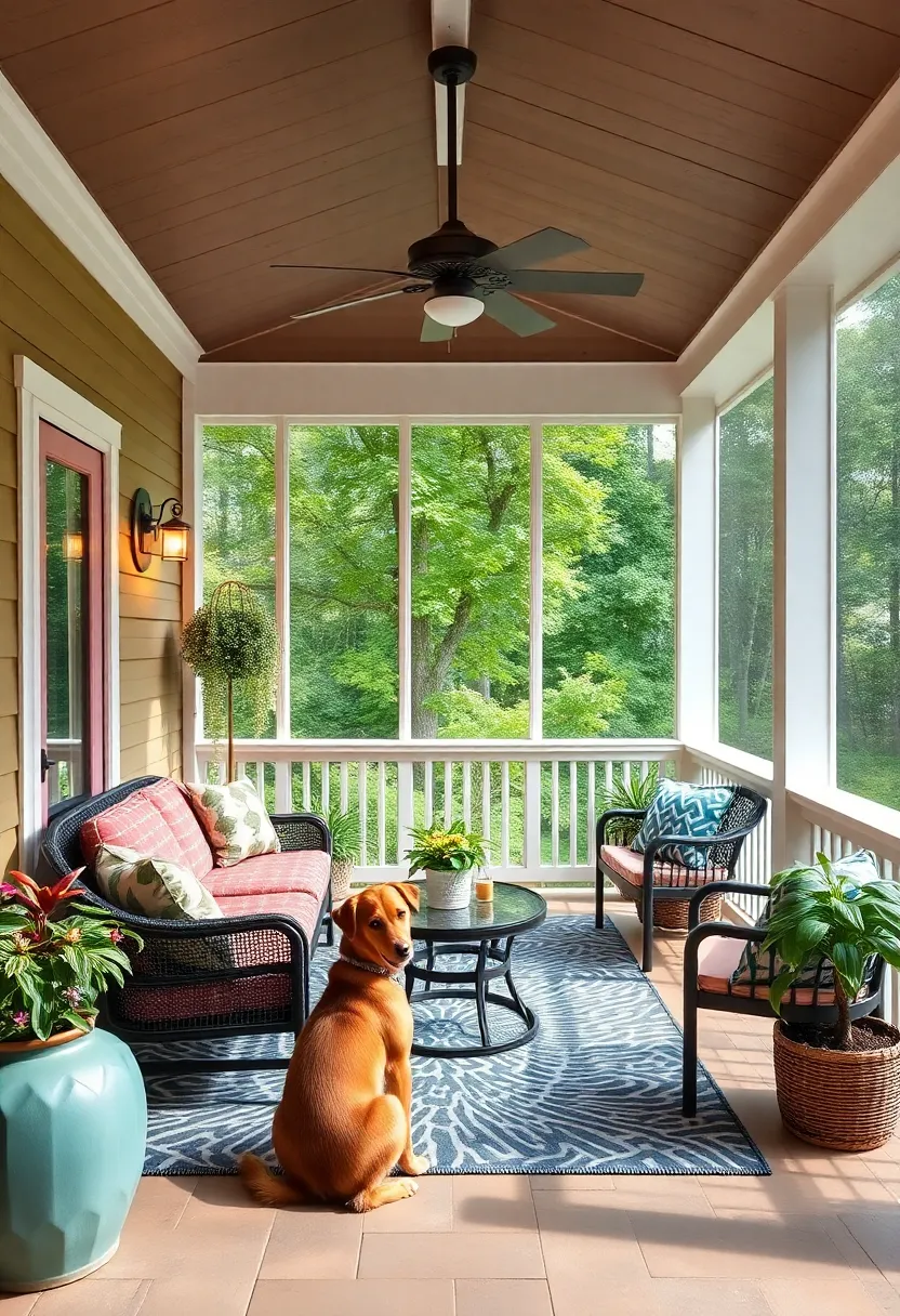 Pet-Friendly Paradise: Design a space that includes cozy nooks and safe play areas for your furry friends,ensuring everyone in the family can enjoy the porch together