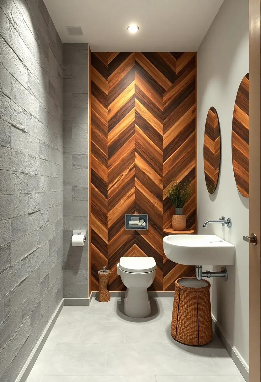 Rustic ⁤Wood Chevron: ​Natural wood ⁣panels ⁣cut in ⁢chevron patterns warm up‌ the space ​with texture and pattern