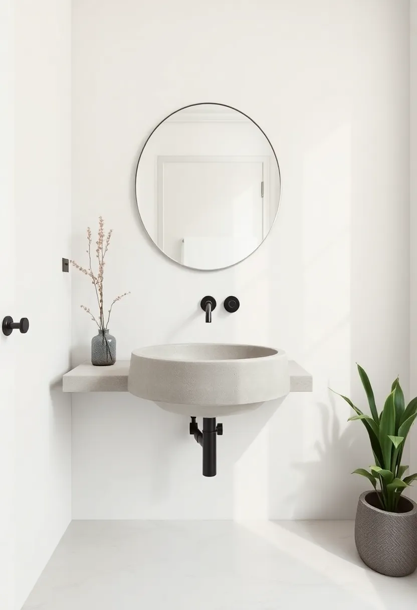 Industrial Chic: Incorporate a concrete basin for an edgy,industrial look that pairs well with modern design elements