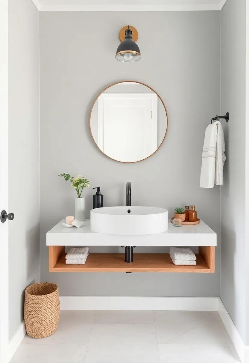 Open Shelving: Incorporate open shelving beneath the basin to display beautiful towels and décor without crowding