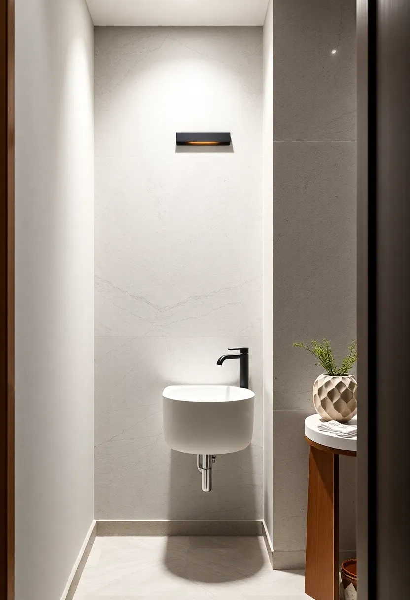 Sleek ⁣Modern minimalist Sconce: A streamlined design with matte ⁢black ⁢finish that adds a sophisticated edge to any powder room