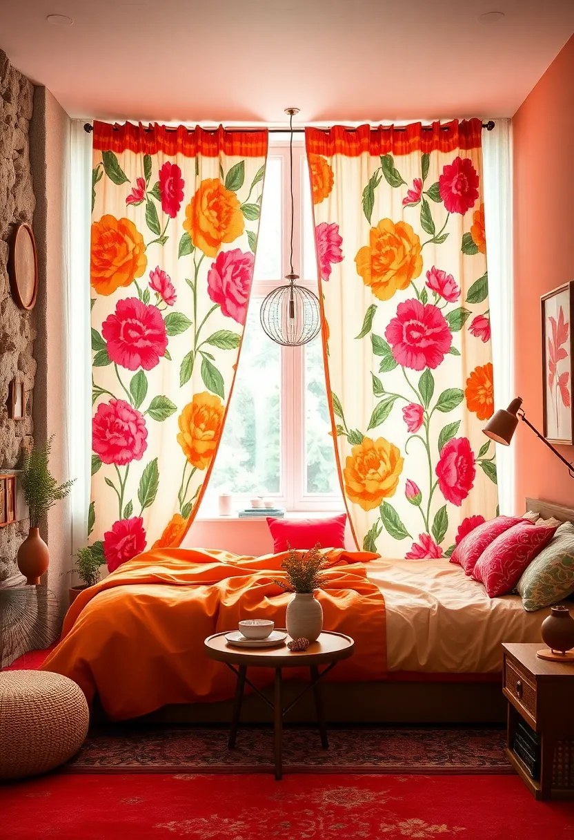 Bold Floral Curtains with‌ Oversized Prints that‍ Frame Windows in Style and Nostalgia