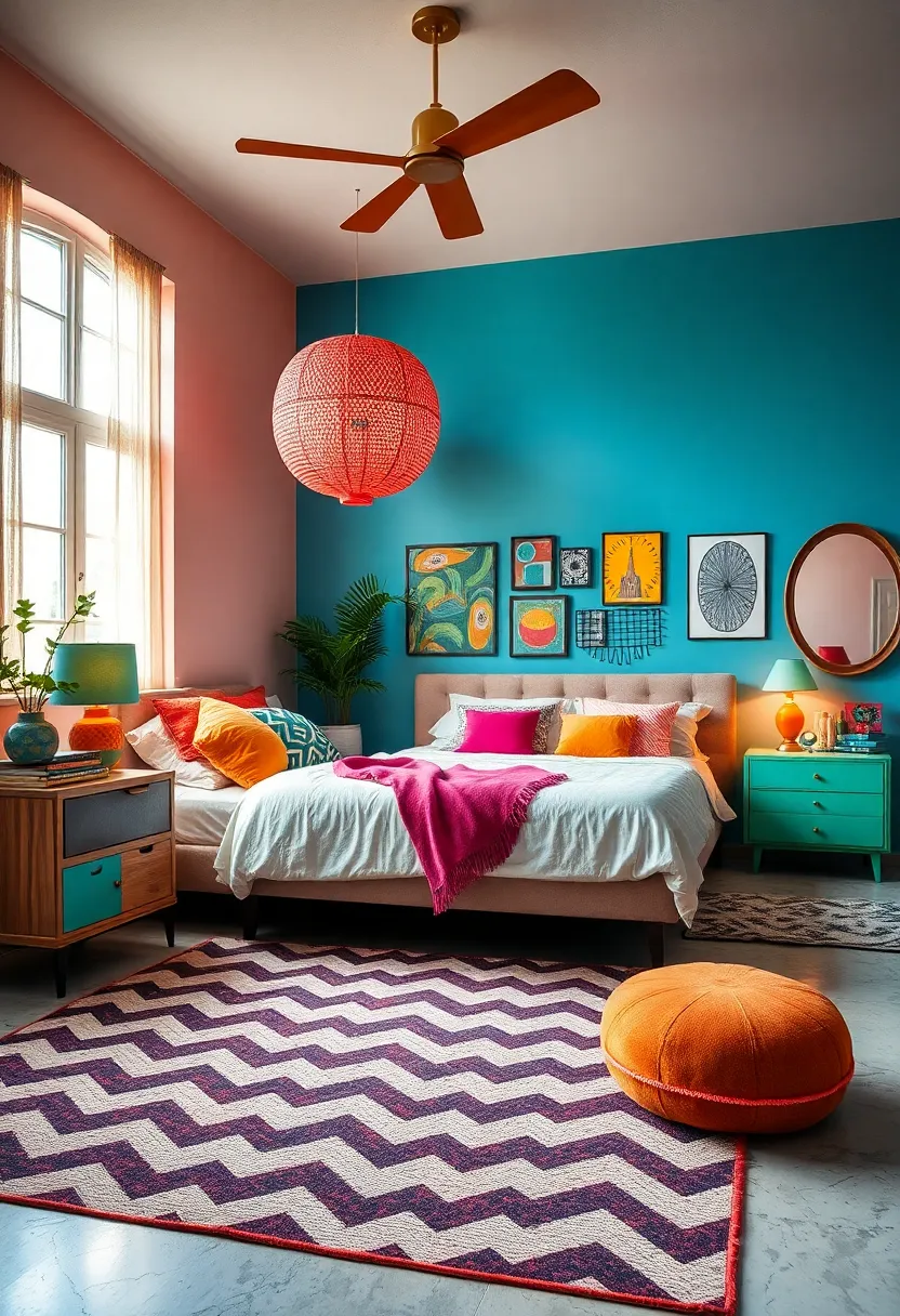 Graphic Area Rugs in ⁤Bold Chevron ⁢or Zigzag Patterns ⁣to Anchor the Bedroom’s‍ Funky Look