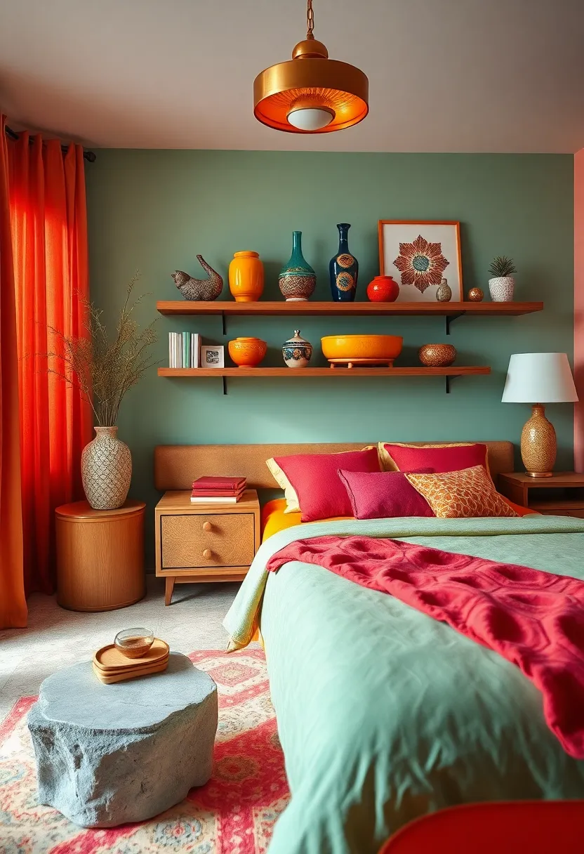 Vintage Glass⁢ Vases and Bold ‌Ceramic Pieces as Statement ⁢Decor Elements on Mid-Century Shelves