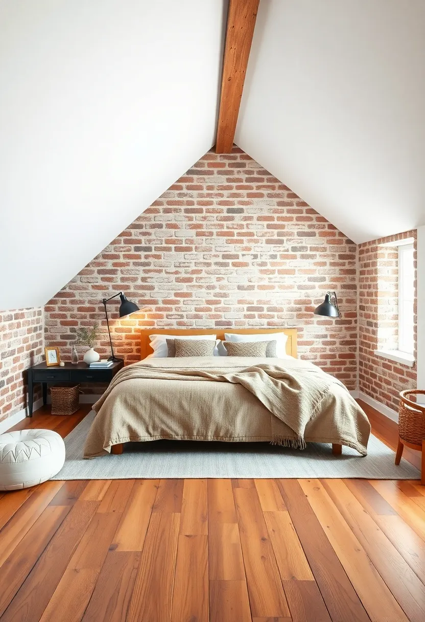 Crafting a Serene Sleeping area with Cozy Bedding and Exposed Features