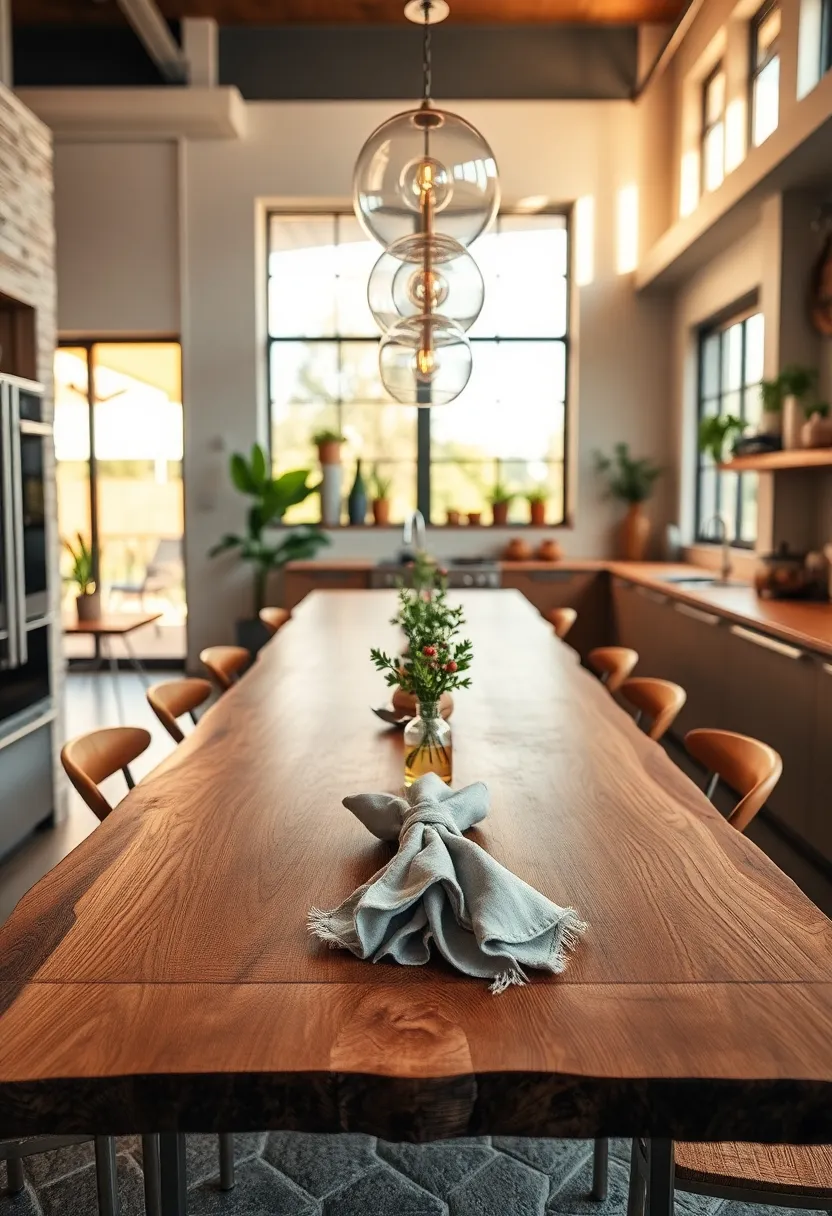Rustic Kitchen Countertops with Natural Edge Wood and Hand-Woven Linen Napkins⁢ creating a Cozy Dining​ Atmosphere