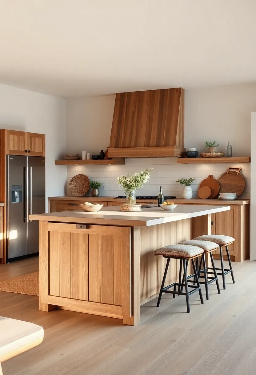 Compact island with a sliding barn door concept and cushioned seating to maximize small kitchens