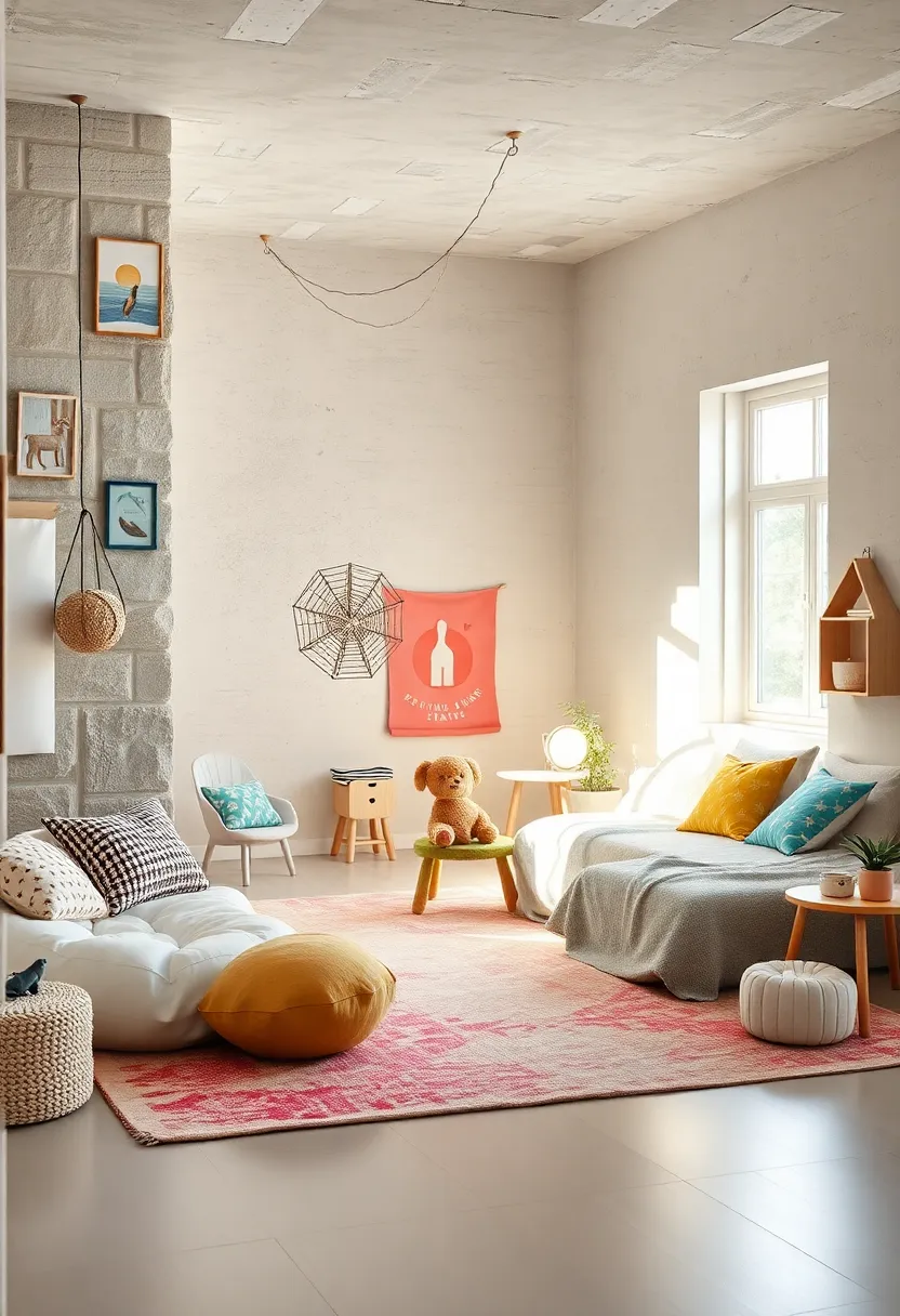 Soft Rugs and Layered⁤ Textiles Introducing Comfort⁣ and⁢ Visual ⁤Interest in Playful‍ Kid’s Environments