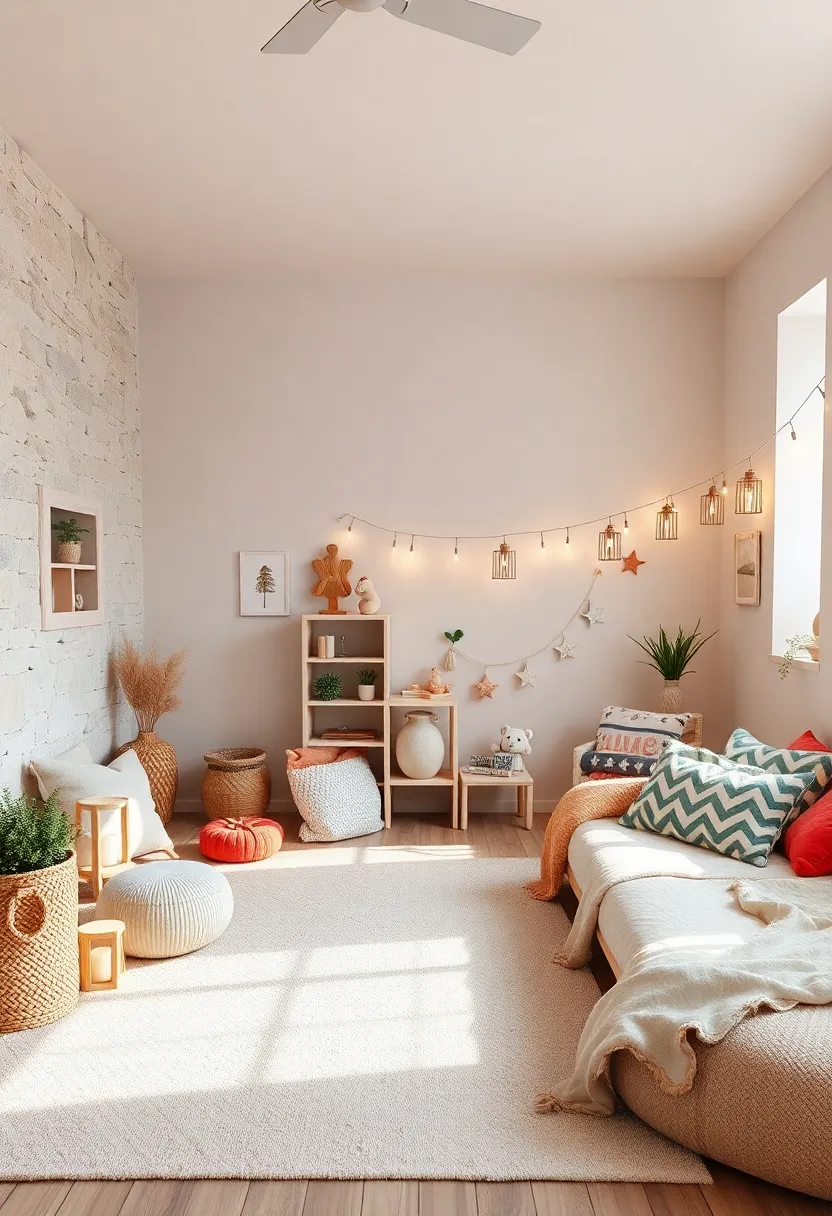 Decorative Lanterns and string Lights Casting Magical Ambiance in Scandinavian Kids’ Spaces
