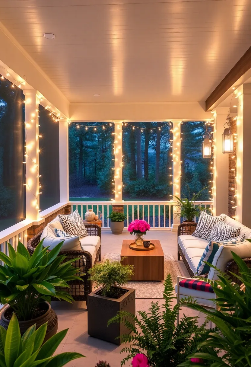 Fairy lights Twined Around porch Columns for Subtle​ Sparkle