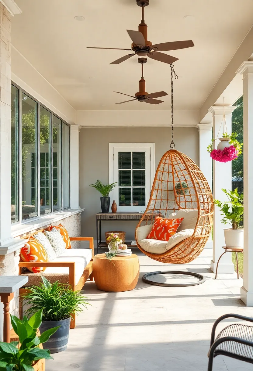 Combine​ Comfort ‌and⁤ Style with a ⁤Deep-Cushioned egg ‌chair hung from ​a Sturdy Wooden​ Beam