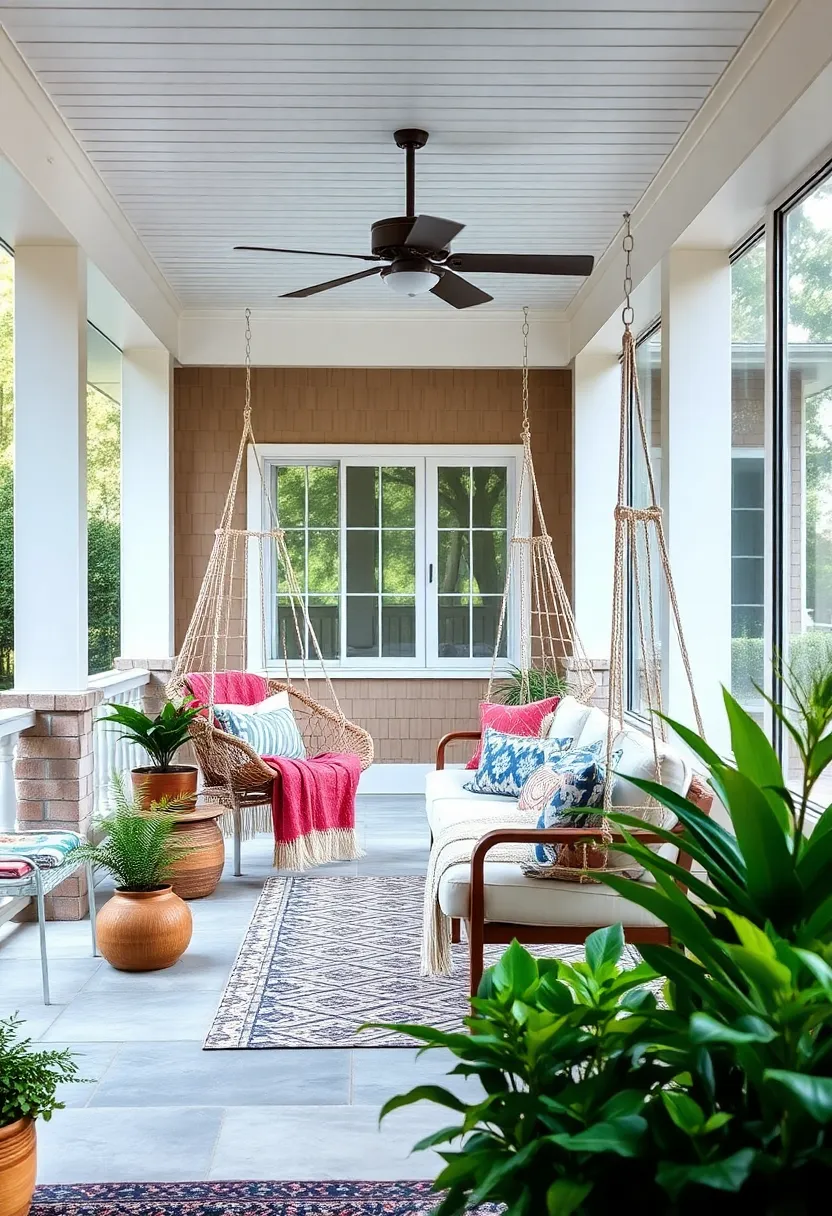 Create ⁢a Boho Vibe Using a Macramé Hanging Chair and Layered Textured Throws