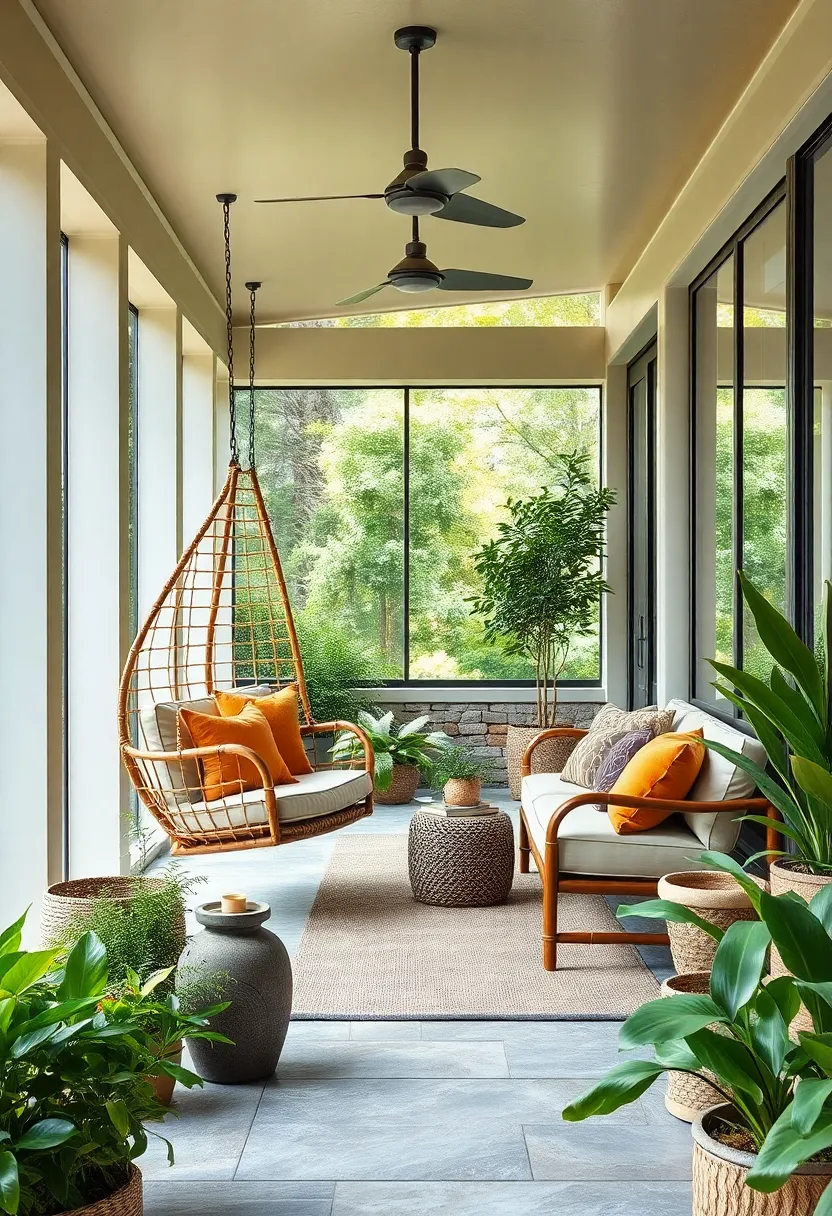 Integrate Natural Elements using a ⁣Bamboo Frame ​Chair with Earth-Toned Cushions