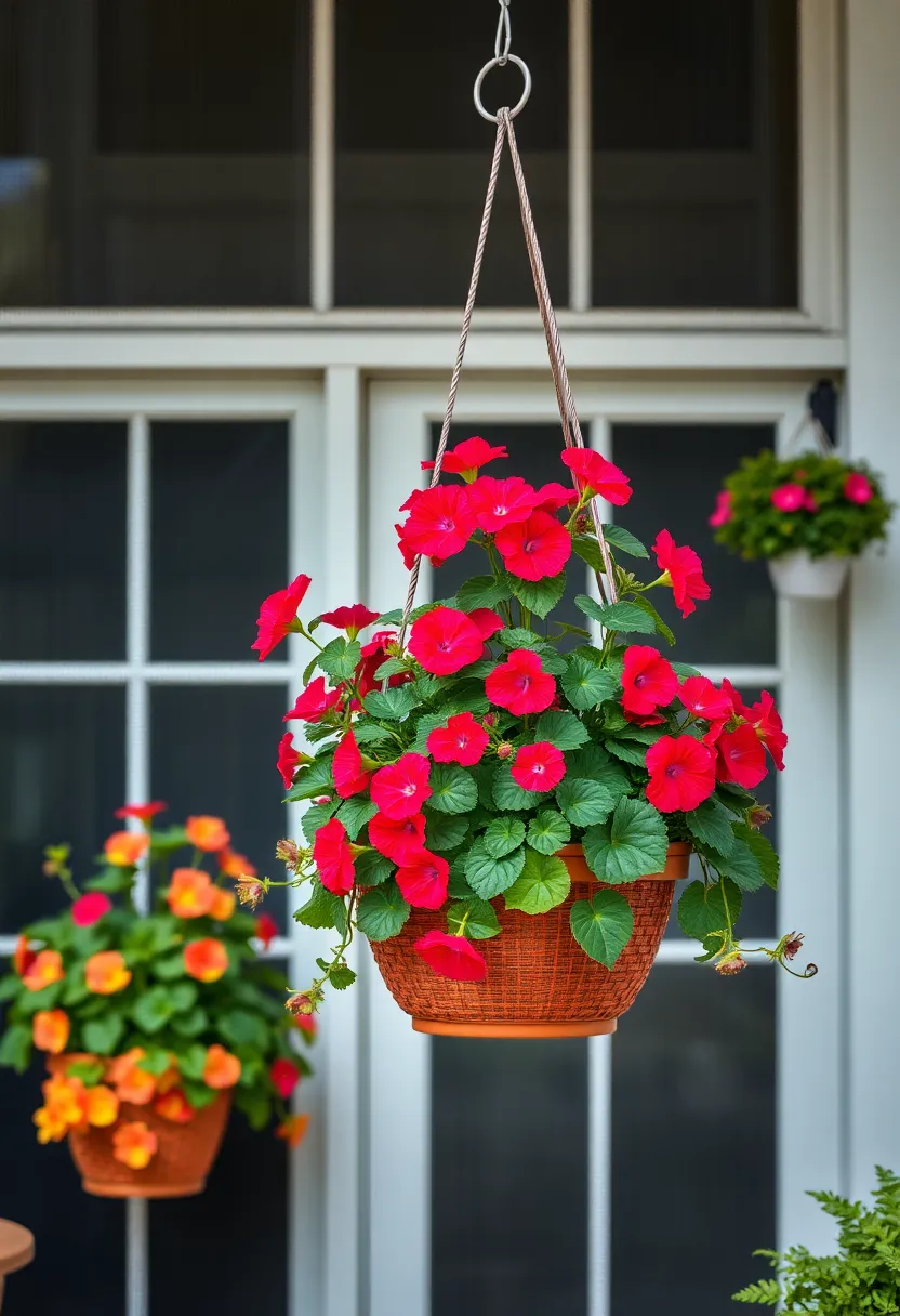 ivy: Climbing and trailing, ivy adds a classic touch and can easily fill any hanging basket with lush green foliage, perfect for creating a cozy vibe