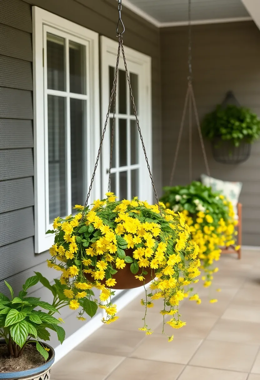 Creeping Jenny: This low-maintenance plant offers bright golden foliage that can enliven any space,trailing beautifully from hanging baskets